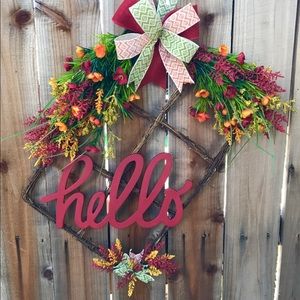 Handmade windowpane fall wreath